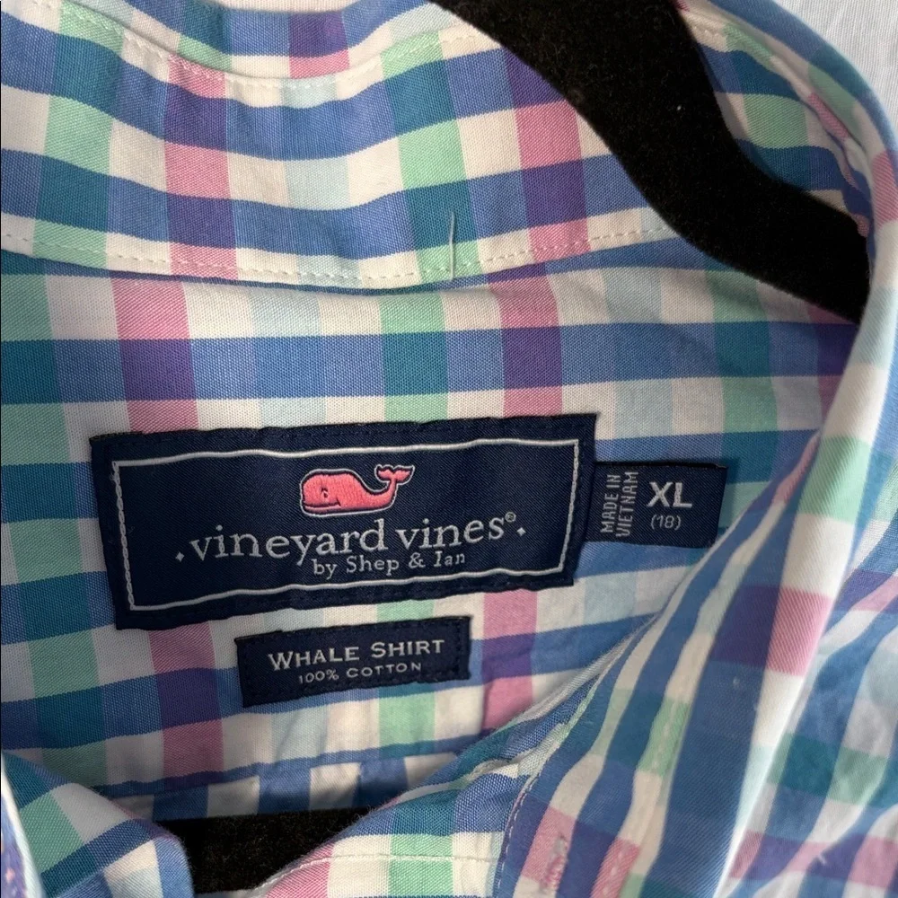 Vineyard Vines Boys Whale Shirt Pastel Plaid Button-down - XL(18)